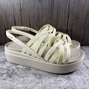 CROCS Brooklyn Strappy Beige Wedge Sandals Women's Size 10